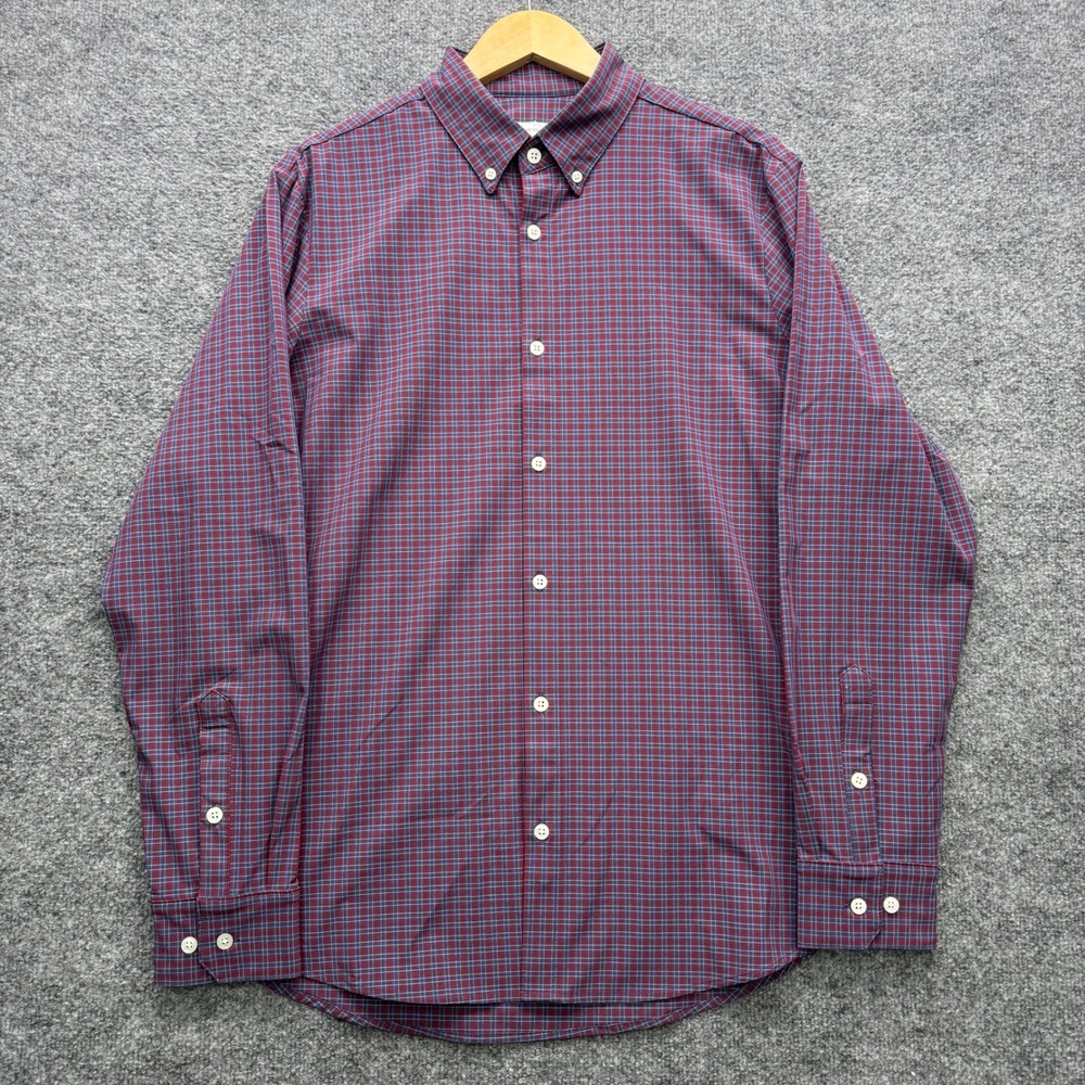 Mizzen+Main Leeward Collection Button Shirt Mens Large Red Blue Check Casual